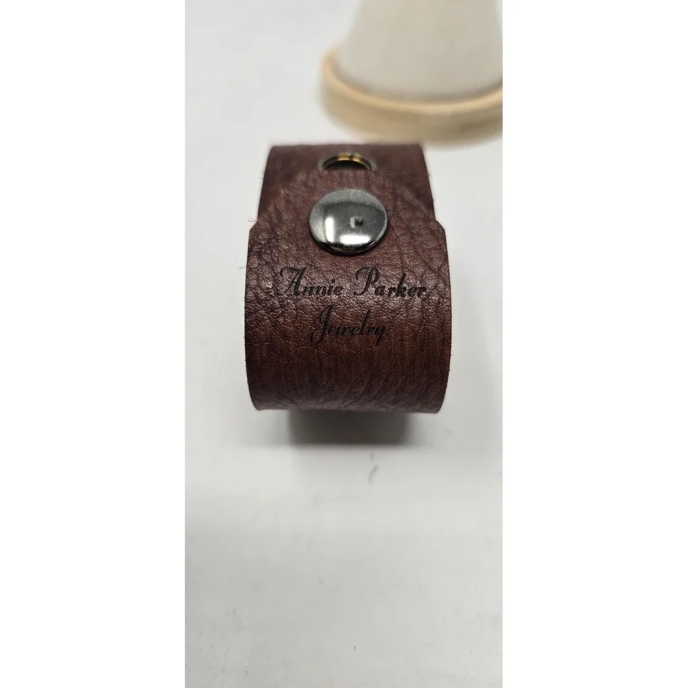 Annie Parker Jewelery bronze leather blessed religion‎ cuff bracelet punk rugged